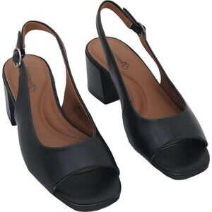 BareTraps Black Peep-Toe Slingback Heels